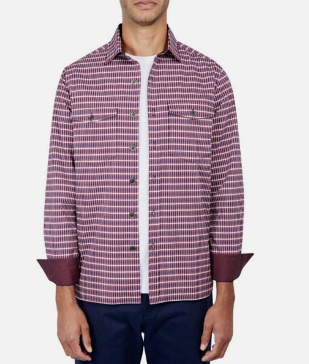 CONSTRUCT Men's Micro Plaid Fleece Lined Shirt Jacket Small Long Sleeve NWOT